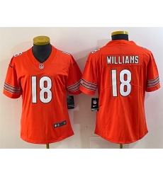 Women Chicago Bears 18 Caleb Williams Orange 2024 Draft Vapor Stitched Jersey