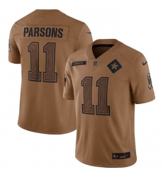 Men Dallas Cowboys 11 Micah Parsons 2023 Brown Salute To Service Limited Stitched Football Jersey