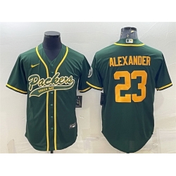 Men Green Bay Packers 23 Jaire Alexander Green Gold With Patch Cool Base Stitched Baseball Jersey