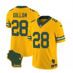 Men Green Bay Packers 28 A J  Dillon Gold 2023 F U S E  Home Patch Vapor Untouchable Limited Stitched Jersey
