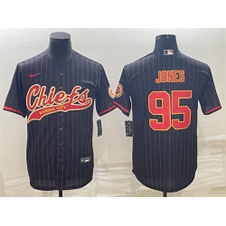 Men Kansas City Chiefs 95 Chris Jones Black With Patch Cool Base Stitched Baseball Jerseys