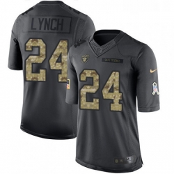 Youth Nike Oakland Raiders 24 Marshawn Lynch Limited Black 2016 Salute to Service NFL Jersey