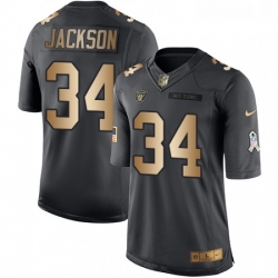 Youth Nike Oakland Raiders 34 Bo Jackson Limited BlackGold Salute to Service NFL Jersey