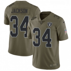 Youth Nike Oakland Raiders 34 Bo Jackson Limited Olive 2017 Salute to Service NFL Jersey