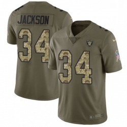 Youth Nike Oakland Raiders 34 Bo Jackson Limited OliveCamo 2017 Salute to Service NFL Jersey