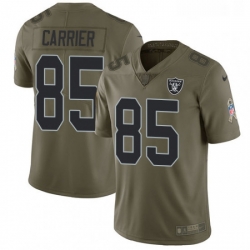 Youth Nike Oakland Raiders 85 Derek Carrier Limited Olive 2017 Salute to Service NFL Jersey