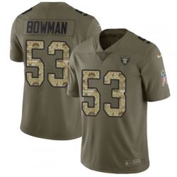 Youth Nike Raiders #53 NaVorro Bowman Olive Camo Stitched NFL Limited 2017 Salute to Service Jersey
