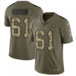 Youth Nike Raiders #61 Rodney Hudson Olive Camo Stitched NFL Limited 2017 Salute to Service Jersey