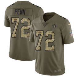 Youth Nike Raiders #72 Donald Penn Olive Camo Stitched NFL Limited 2017 Salute to Service Jersey