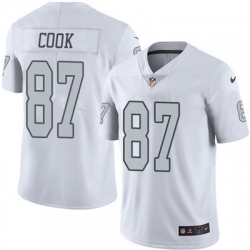 Youth Nike Raiders #87 Jared Cook White Stitched NFL Limited Rush Jersey