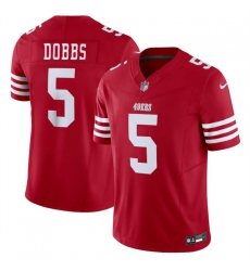 Youth San Francisco 49ers 5 Josh Dobbs 2024 F U S E  Red Vapor Untouchable Limited Stitched Football Jersey