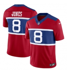 Men New York Giants 8 Daniel Jones Century Red Alternate Vapor F U S E  Limited Stitched Football Jersey