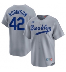 Men Brooklyn Dodgers 42 Jackie Robinson Gray Throwback Cooperstown Collection Limited Stitched Baseball Jersey