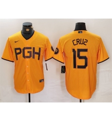 Men Pittsburgh Pirates 15 Oneil Cruz Gold City Connect Stitched Jersey