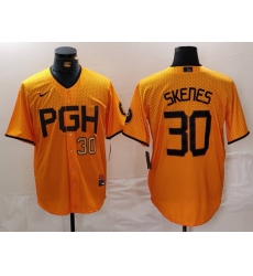 Men Pittsburgh Pirates 30 Paul Skenes Gold City Connect Stitched Jersey 1