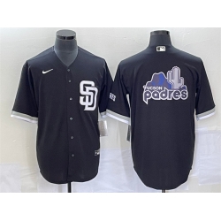 Men San Diego Padres Black Team Big Logo Cool Base Stitched Baseball Jersey S