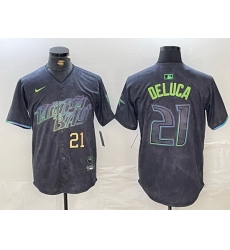 Men Tampa Bay Rays 21 Jonny DeLuca Charcoal 2024 City Connect Limited Stitched jerseys 1