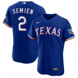 Men Texas Rangers 2 Marcus Semien Dark Blue Flex Base Stitched jersey