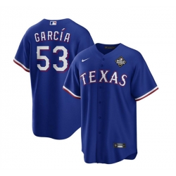 Men Texas Rangers 53 Adolis Garc EDa Royal 2023 World Series Stitched Baseball Jersey