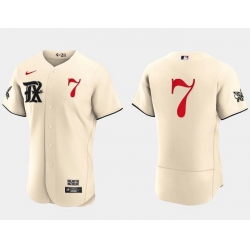 Men Texas Rangers 7 Ivan Rodriguez Cream 2023 City Connect Flex Base Stitched Baseball Jersey