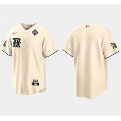 Men Texas Rangers Blank Cream 2023 World Series City Connect Stitched Baseball Jersey