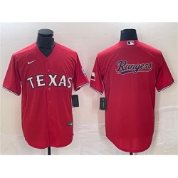 Men Texas Rangers Red Team Big Logo With Patch Cool Base Stitched Baseball Jersey