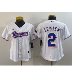 Women Texas Rangers 2 Marcus Semien White With Patch Stitched Baseball Jersey