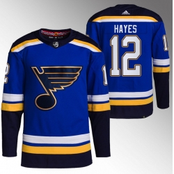 Men St  Louis Blues 12 Kevin Hayes Blue Stitched Jersey
