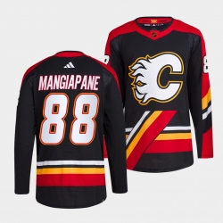 Men Calgary Flames 88 Andrew Mangiapane Black 2022 23 Reverse Retro Stitched Jersey