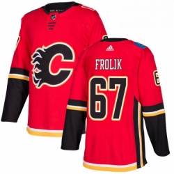 Mens Adidas Calgary Flames 67 Michael Frolik Premier Red Home NHL Jersey 