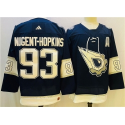 Men Edmonton Oilers 93 Ryan Nugent Hopkins Navy White Stitched Jersey