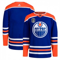 Men Edmonton Oilers Blank Royal 2024 Stanley Cup Final Patch Stitched Jersey