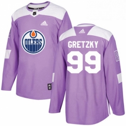Mens Adidas Edmonton Oilers 99 Wayne Gretzky Authentic Purple Fights Cancer Practice NHL Jersey 