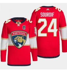 Men Florida Panthers 24 Justin Sourdif Red 2024 Stanley Cup Final Stitched Jersey