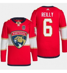 Men Florida Panthers 6 Mike Reilly Red 2024 Stanley Cup Final Patch Stitched Jersey