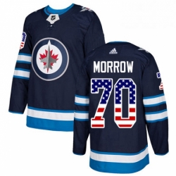 Mens Adidas Winnipeg Jets 70 Joe Morrow Authentic Navy Blue USA Flag Fashion NHL Jerse
