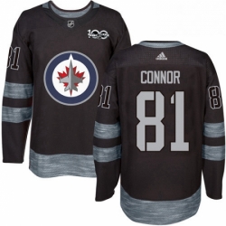 Mens Adidas Winnipeg Jets 81 Kyle Connor Premier Black 1917 2017 100th Anniversary NHL Jersey 