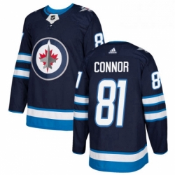 Mens Adidas Winnipeg Jets 81 Kyle Connor Premier Navy Blue Home NHL Jersey 