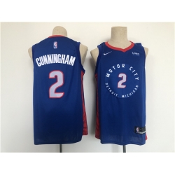 Men Detroit Pistons 2 Cade Cunningham Navy Stitched Basketball Jersey