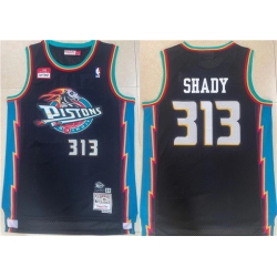Men Detroit Pistons 313 Shady Black Mitchell  26 Ness Throwback Stitched Jersey