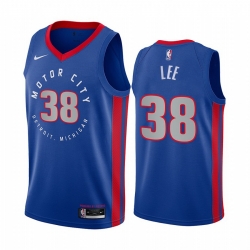 Men Nike Detroit Pistons 38 Saben Lee Blue NBA Swingman 2020 21 City Edition Jersey