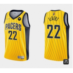 Men Indiana Pacers 22 Caris LeVert Yellow Swingman Stitched Jersey