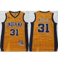 Men Indiana Pacers 31 Reggie Miller Yellow Throwback Stitched Jersey