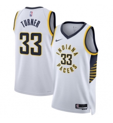 Men Indiana Pacers 33 Myles Turner White Association Edition Stitched Basketball Jersey