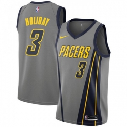 Men Nike Indiana Pacers 3 Aaron Holiday Gray NBA Swingman City Edition 2018 19 Jersey