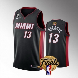 Men Miami Heat 13 Bam Adebayo Black 2023 Finals Icon Edition With NO 6 Patch Stitched Basketball Jersey