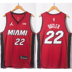 Men Miami Heat 22 Jimmy Butler Red Statement Edition 75th Anniversary Stitched Jersey