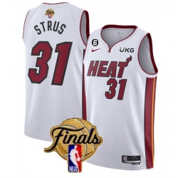 Men Miami Heat 31 Max Strus White 2023 Finals Association Edition With NO 6 Patch Stitched Basketball Jersey