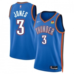 Men Oklahoma City Thunder 3 Dillon Jones Blue 2024 Draft Icon Edition Stitched Basketball Jersey