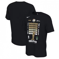 Men Boston Celtics Black 2024 Finals Champions Celebration Expressive T Shirt